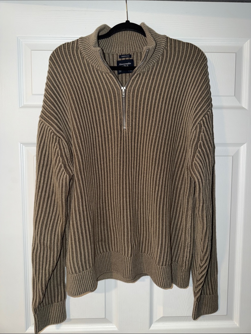 Abercrombie & Fitch Men's Zip-Neck Ribbed Sweater - Taupe